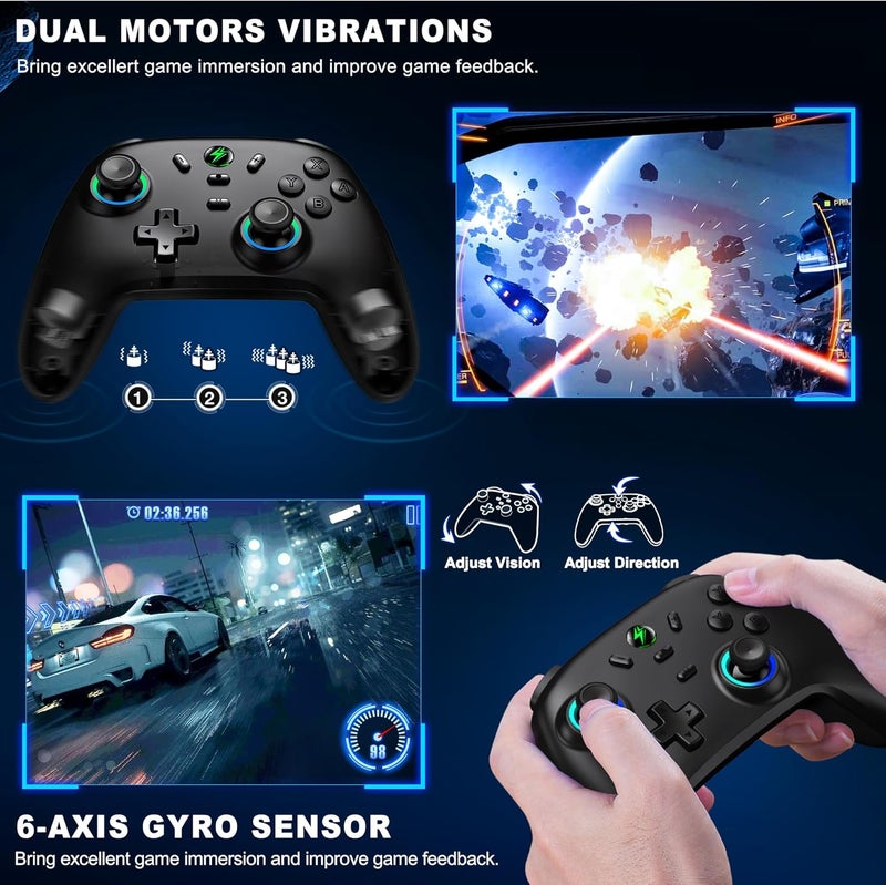 Svetaecho Wireless Switch Pro Controller with Charger for Nintendo Switch Controller/Lite/OLED, Hall Effect PC Game Joysticks/iOS/Android Remote Accessories Interactive Gaming Figures - Image 5